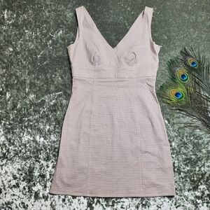 Bebe Gingham Green Sleeveless Fitted Dress